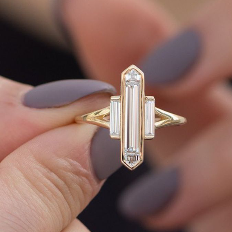 Art Deco Crystal Bar Ring