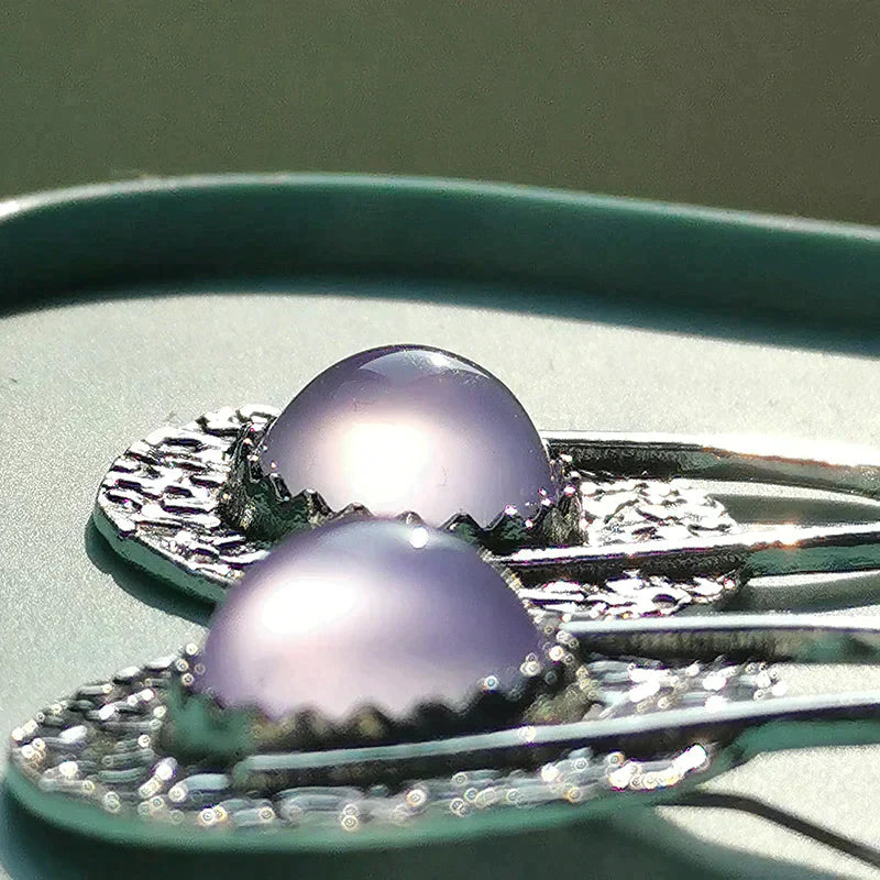 Boho Earrings With Purple Stones In Sterling Silver