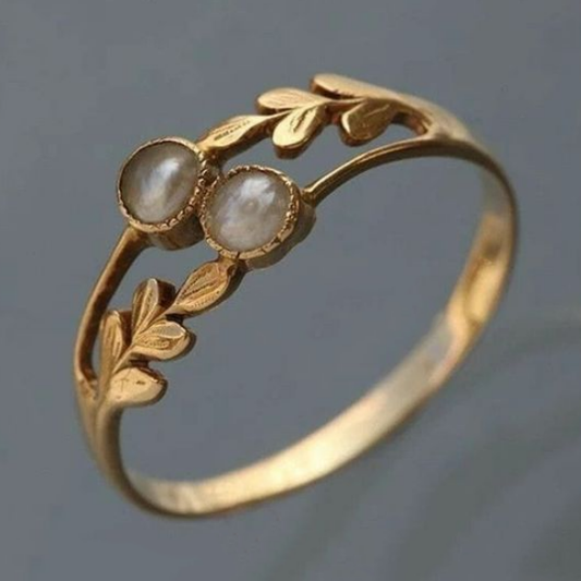 Golden Doble Moonstone Ring