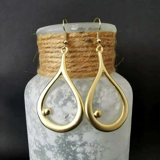 Golden Hollow Drop Earrings