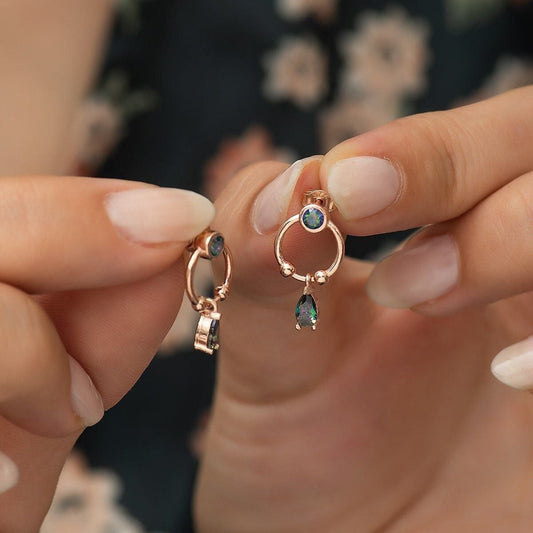 Dangle Rose Hoop Earrings