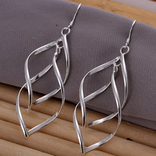 Hollow Dangling Silver Earrings