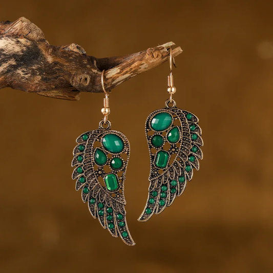 Green Zirconia Wings Earrings