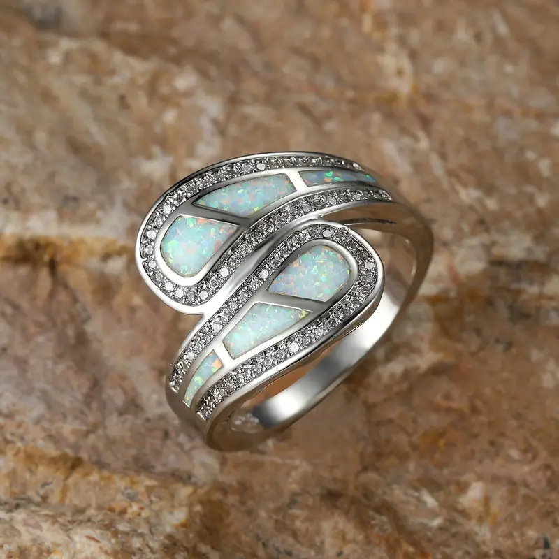 Opal Silvered Open Ring