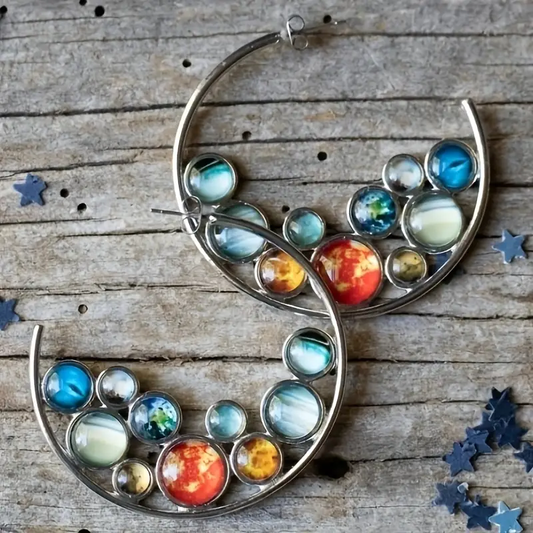 Colorful Circle Inlaid Stone Earrings
