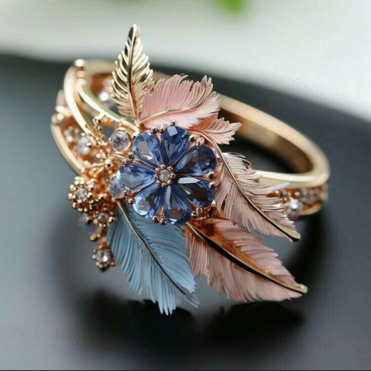 Feather Bloom Sapphire Ring