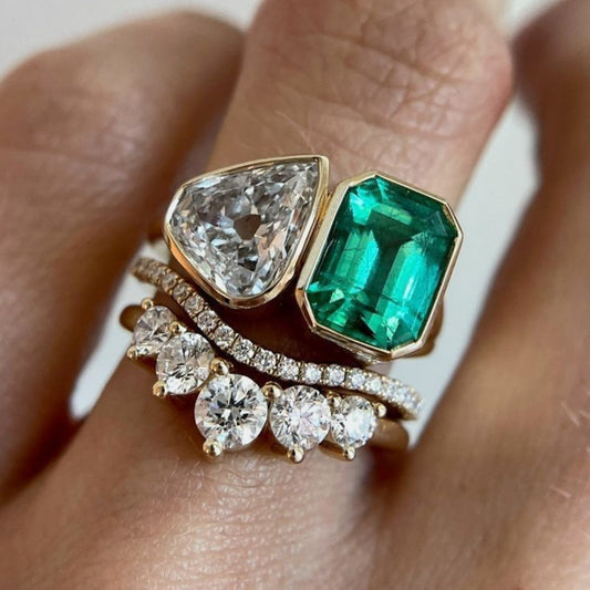 Emerald Duo Stack Ring