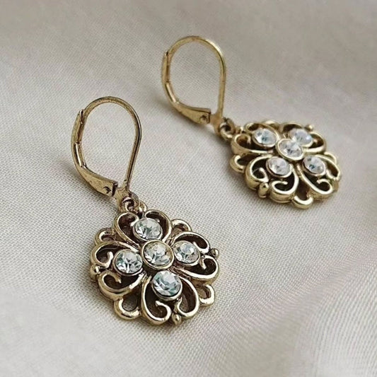 Vintage Bloom Crystal Earrings