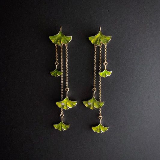Dangling Green Petals Earrings