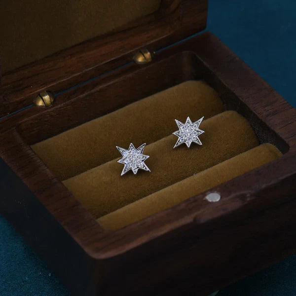 Starburst Stud Earrings In Sterling Silver