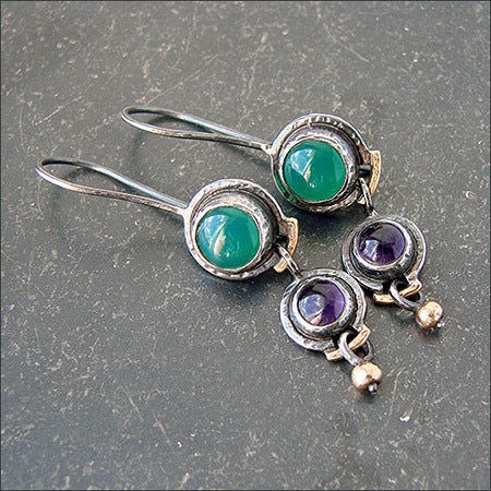 Green & Purple Crystal Earrings