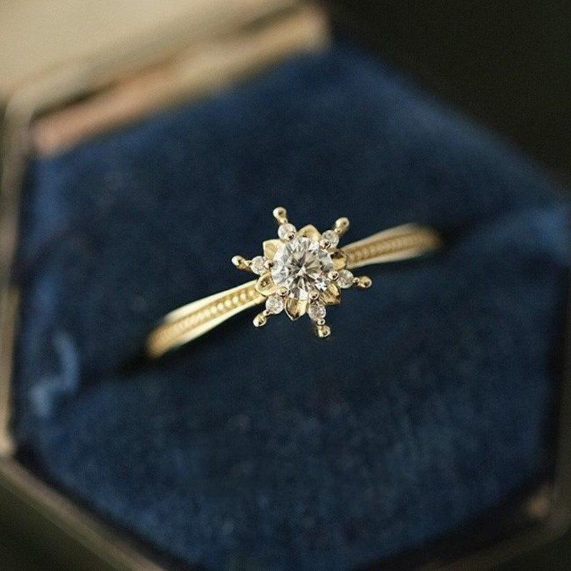 Floral Crown Solitaire Ring