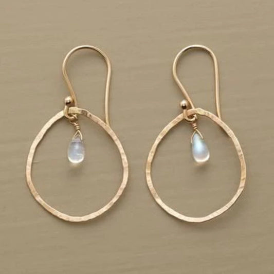Gold & White Crystal Earrings