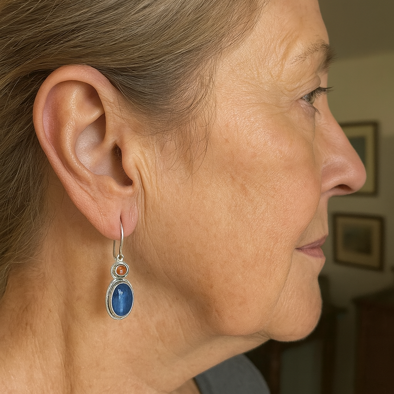 Vintage Blue And Orange Earrings