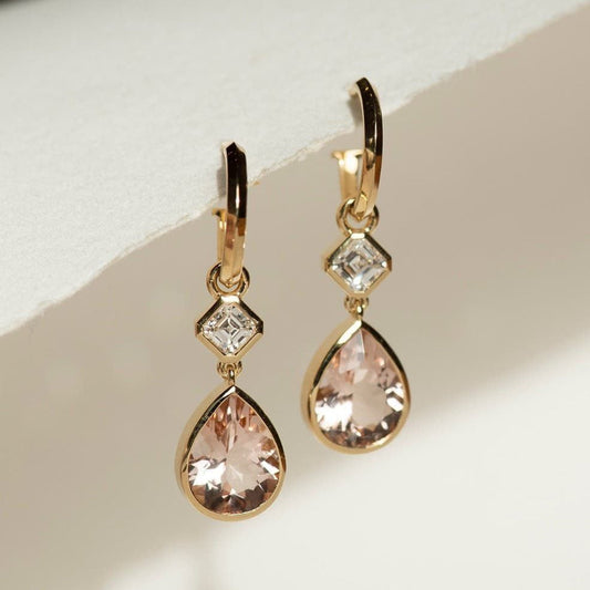 Dangle Pink Crystalline Gold Earrings