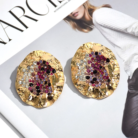 Garnet Zirconia Gold Earrings