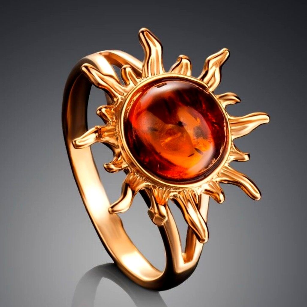 Orange Solar Stone Gold Ring