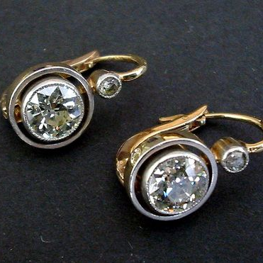 Golden Inlaid Zirconia Earrings