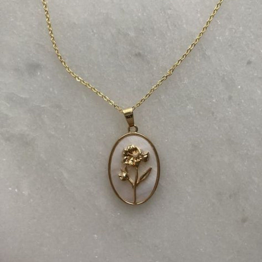 Golden Rose Oval Necklace