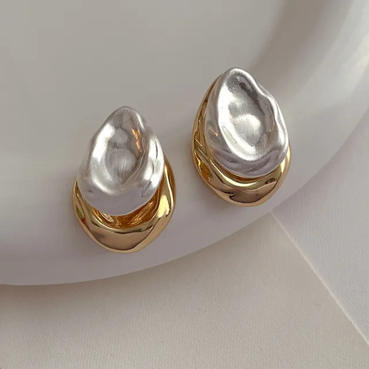 Gold & Silver Irregular Drop Earrings