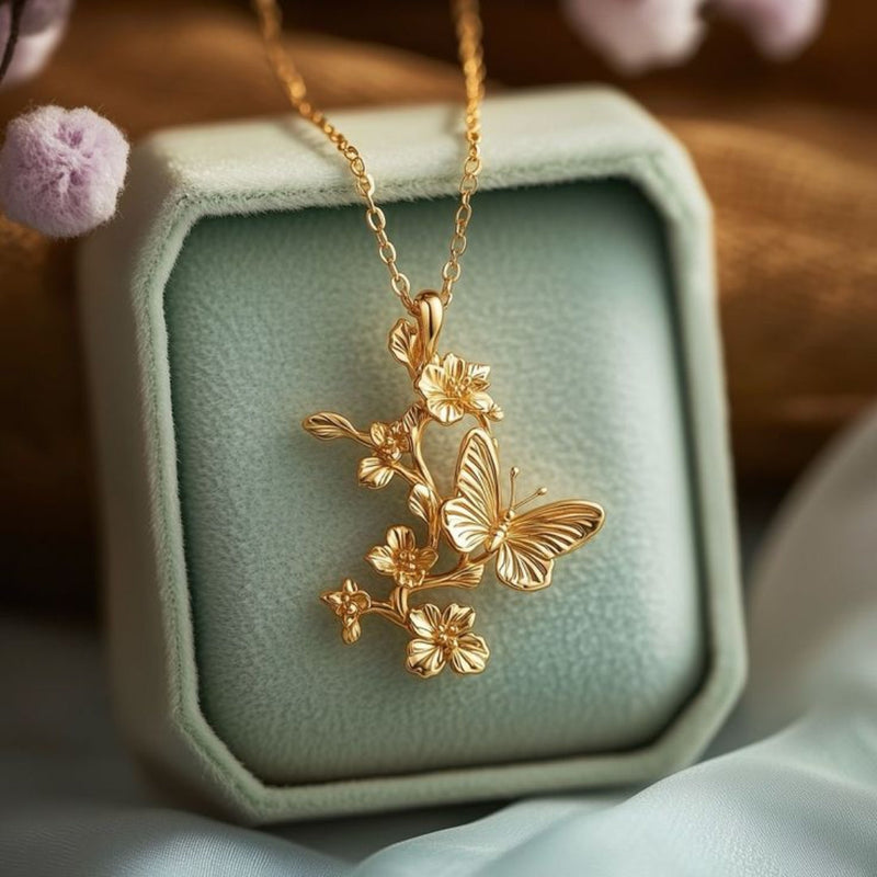 Golden Garden Butterfly Necklace