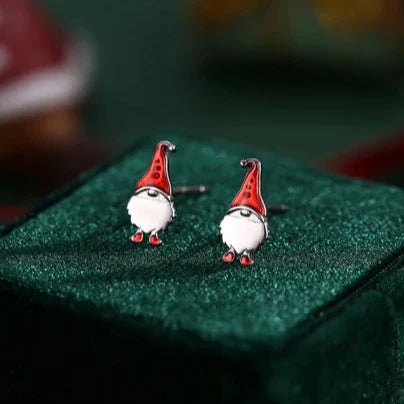 Cute Gnome Stud Earrings In Sterling Silver