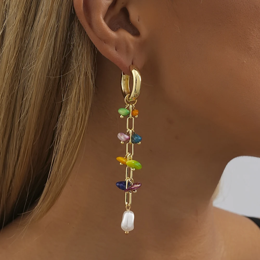 Colorful Dangling Pearl Earrings