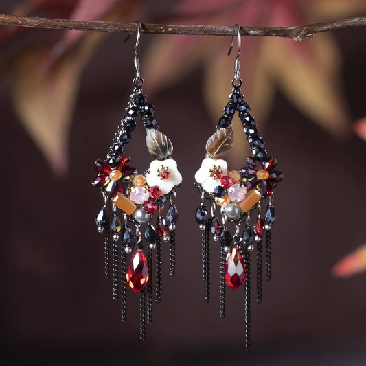 Dangling Flower Dark Earrings