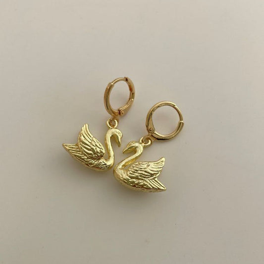 Gold Swan Earrings