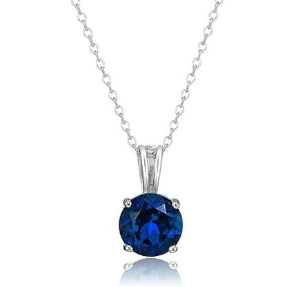 White Gold Round Cut Sapphire Necklace