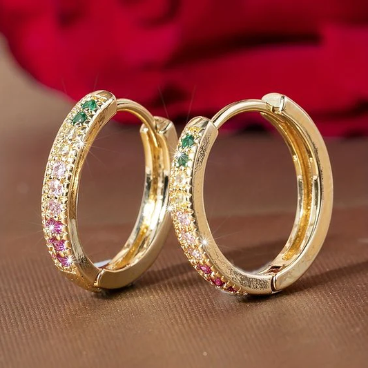 Colorful Zirconia Hoop Earrings