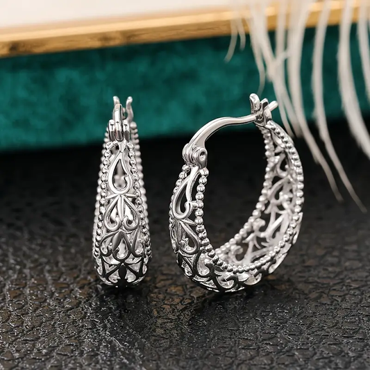 Hollow Silver Basket Earrings