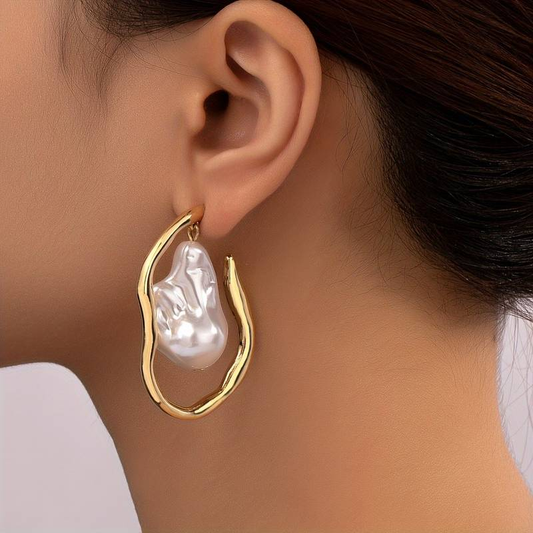 Gold & Barroque Pearl Earrings
