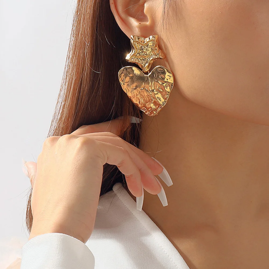 Gold Start & Heart Earrings