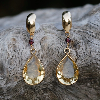 Glass Drop Gold Earrings