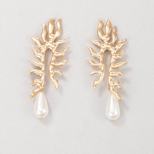 Coral Earrings With Freshwater Pearl Finish