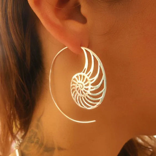 Golden Spiral Shell Earrings