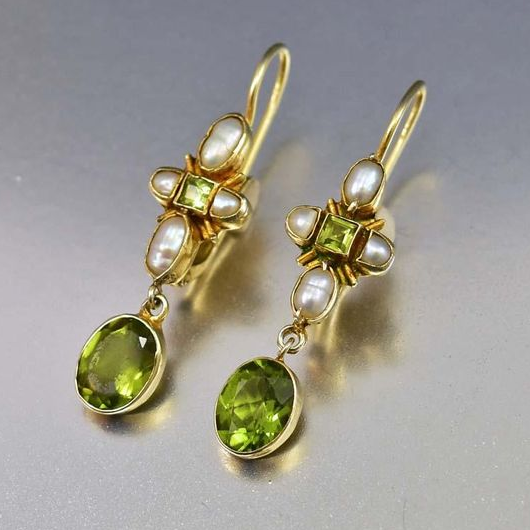 Green Dangling Stone Earrings