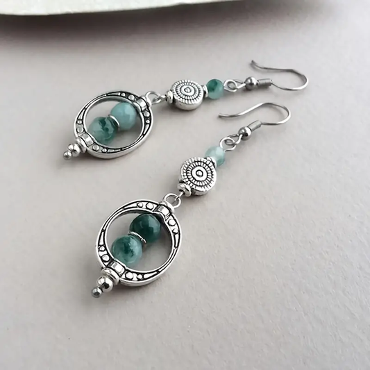 Dangling Green Stones Earrings