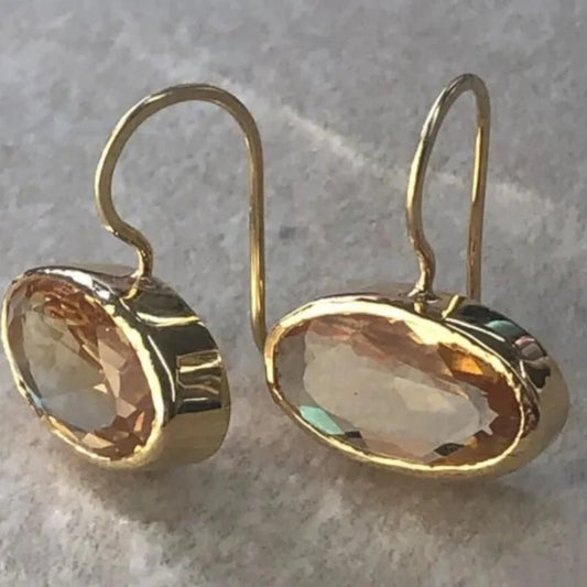 Crystal Inlaid Gold Earrings