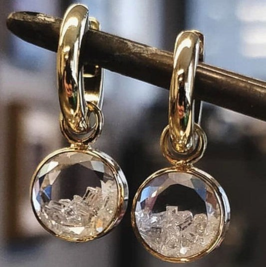 Gold Glass Rounded Earrings