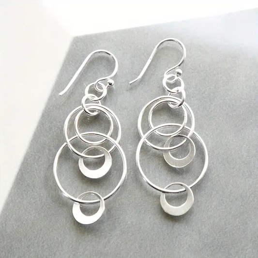 Dangling Circles Silver Earrings
