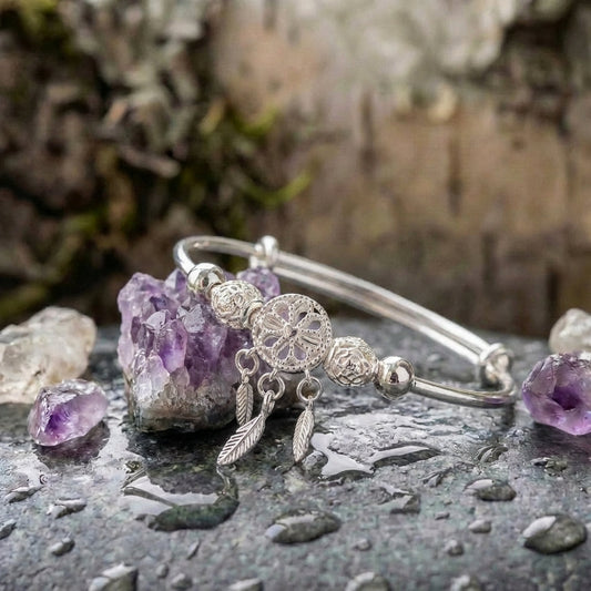 Silver Adjustable Dreamcatcher Bracelet