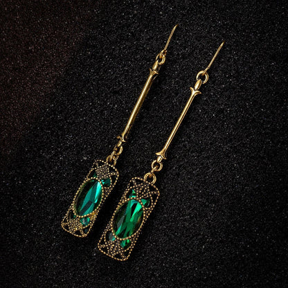 Green Lantern Pendant Earrings In Gold