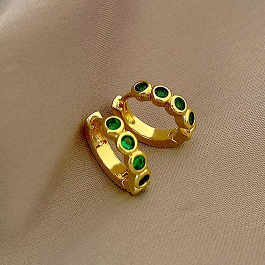 Green Golden Hoop Earrings