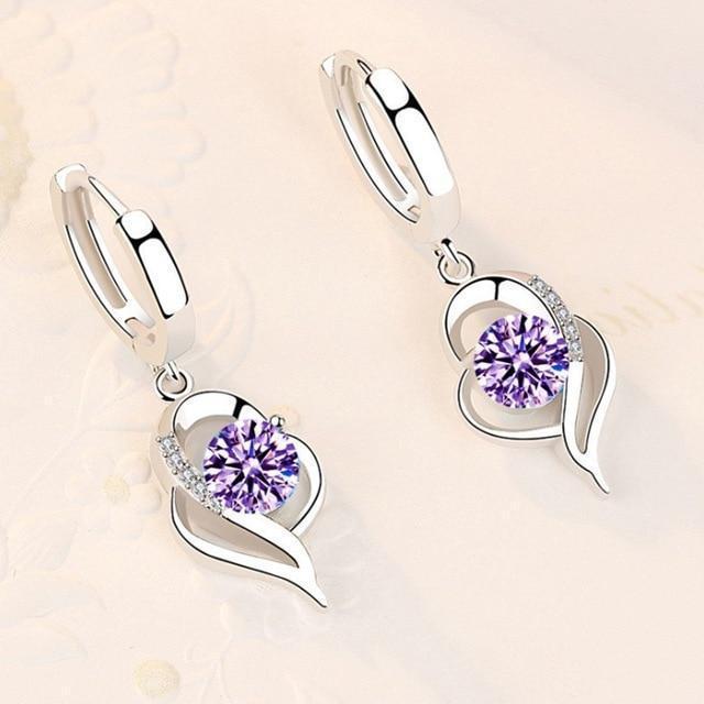 925 Sterling Silver And Zirconia Inlaid Floral Earrings