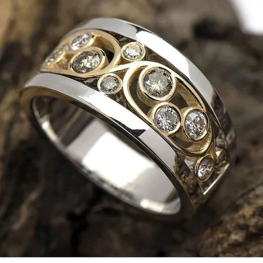 Gold & Silver Ivy Zirconia Ring