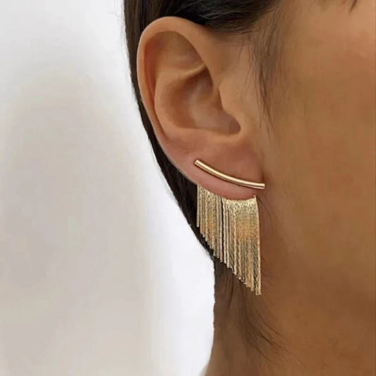 Golden Dangling Mesh Earrings