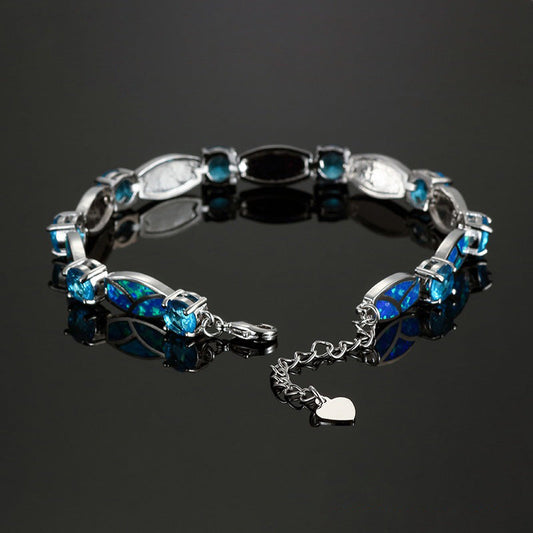 Blue Opal Silver Bracelet