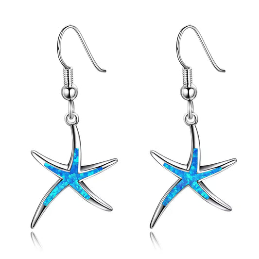 Blue Opal Starfish Earrings